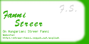 fanni streer business card